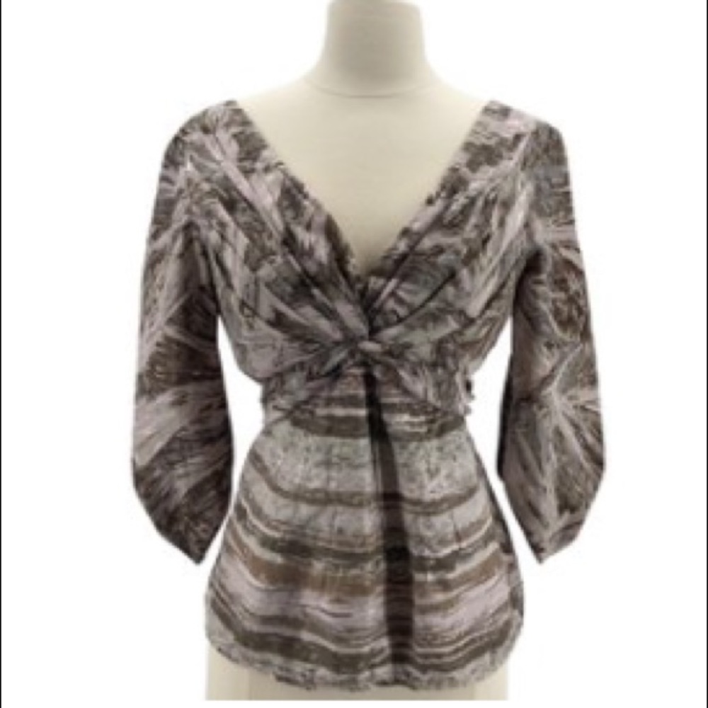 BCBG silk almost off the shoulder blouse